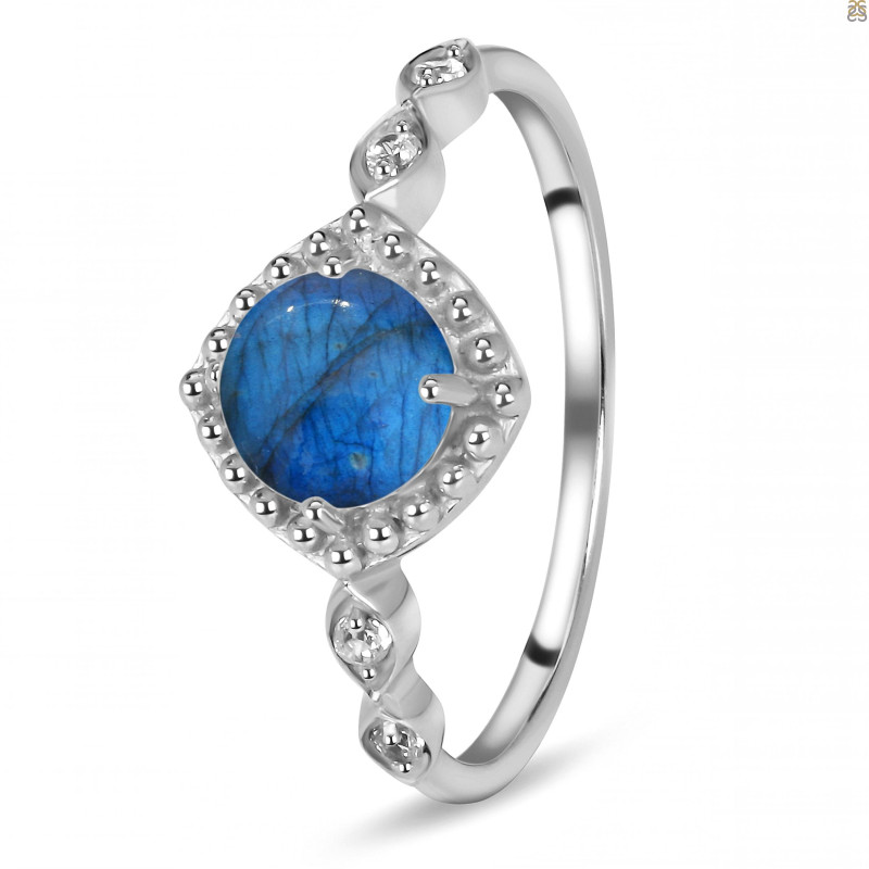 Labradorite & White Topaz Ring