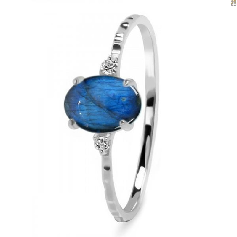 Labradorite & White Topaz Ring