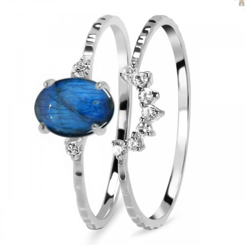 Labradorite & White Topaz Ring