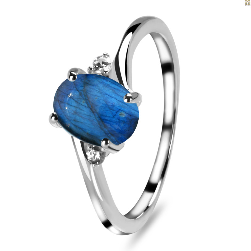 Labradorite & White Topaz Ring