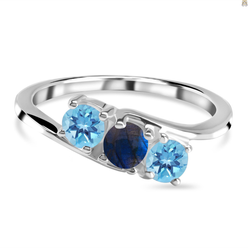 Labradorite & Blue Topaz Ring LBD-RDR-213-BTZ.
