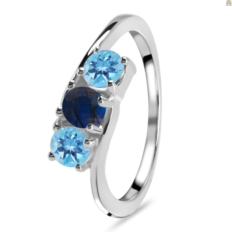 Labradorite & Blue Topaz Ring