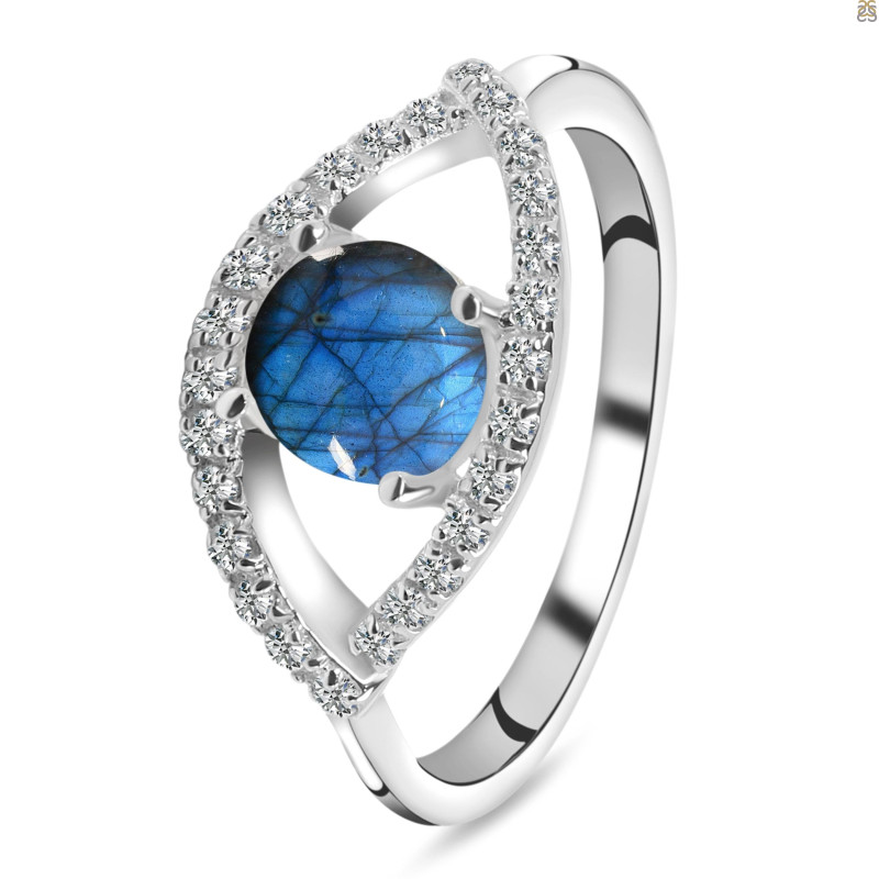 Labradorite & White Topaz Ring
