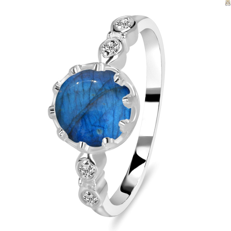 Labradorite & White Topaz Ring