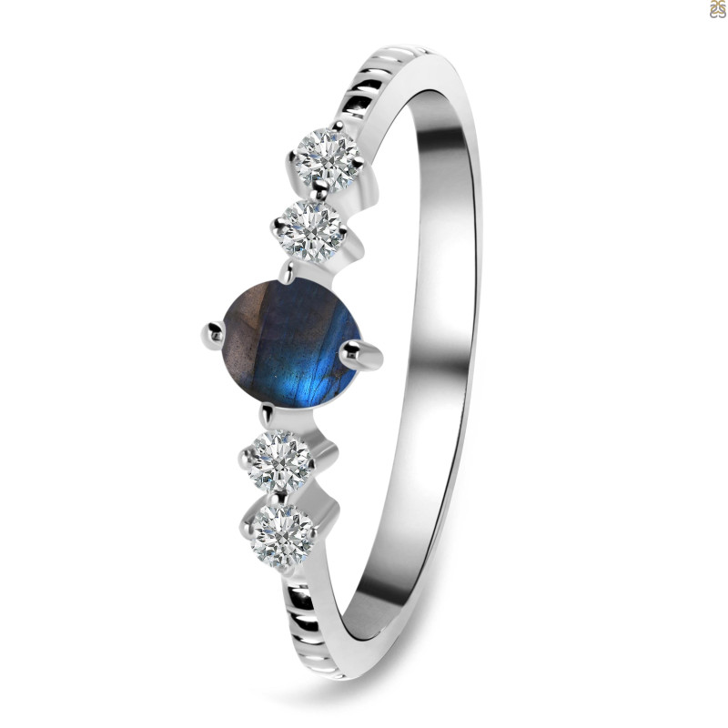 Labradorite & White Topaz Ring