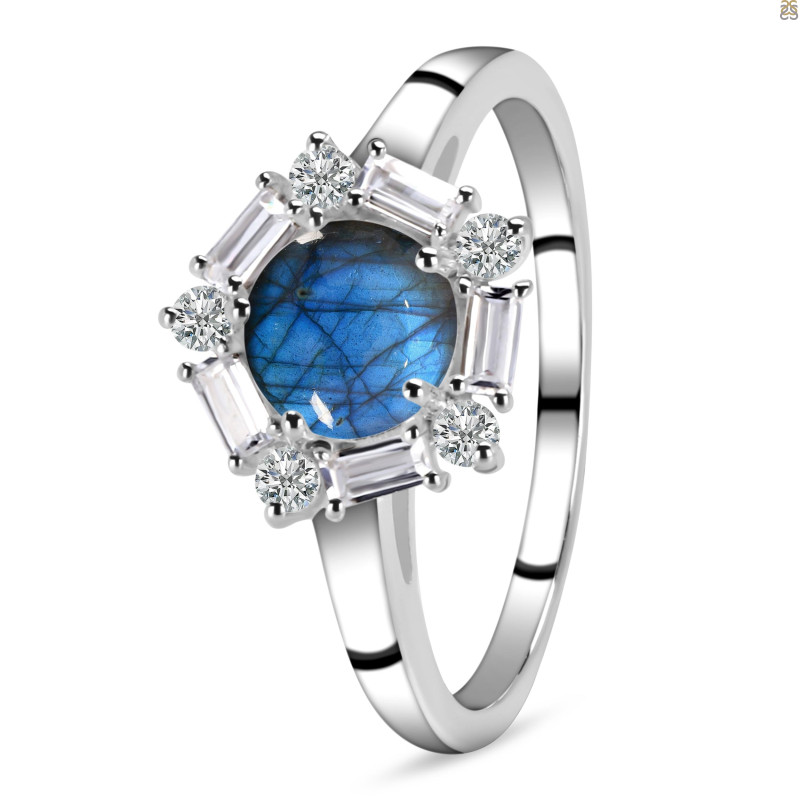 Labradorite & White Topaz Ring