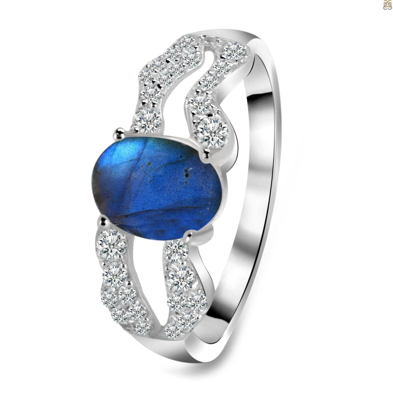 Labradorite & White Topaz Ring