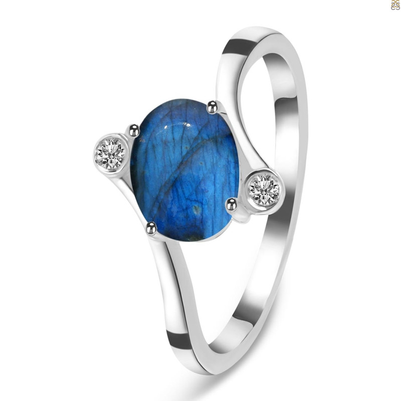 Labradorite & White Topaz Ring