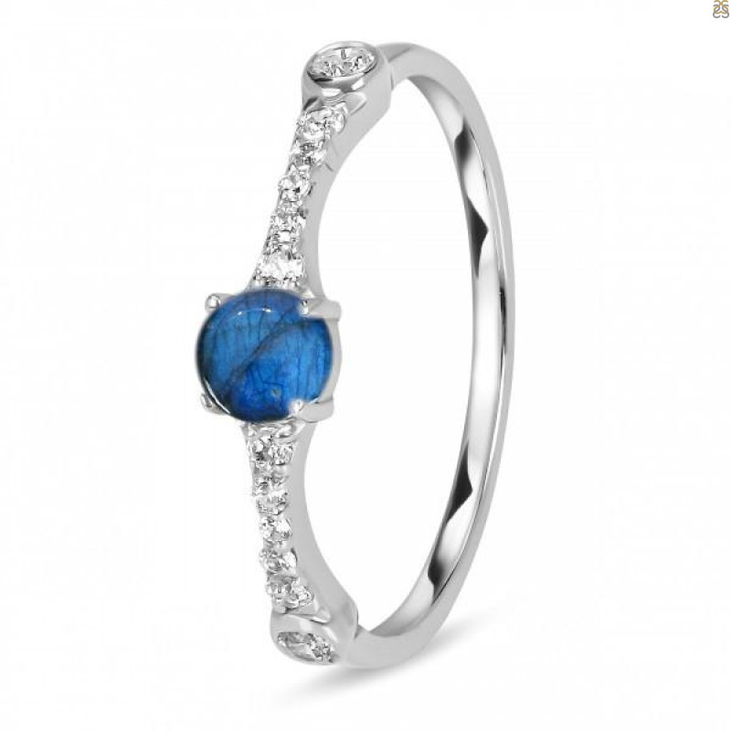 Labradorite & White Topaz Ring