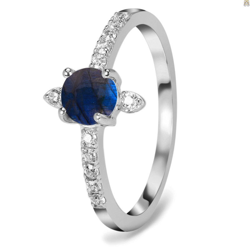 Labradorite & White Topaz Ring