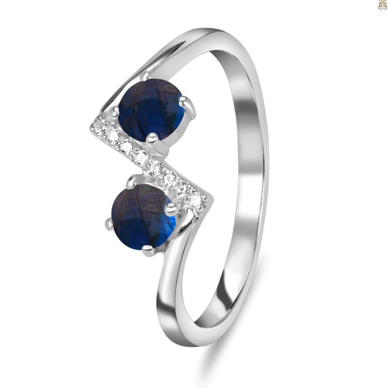 Labradorite & White Topaz Ring