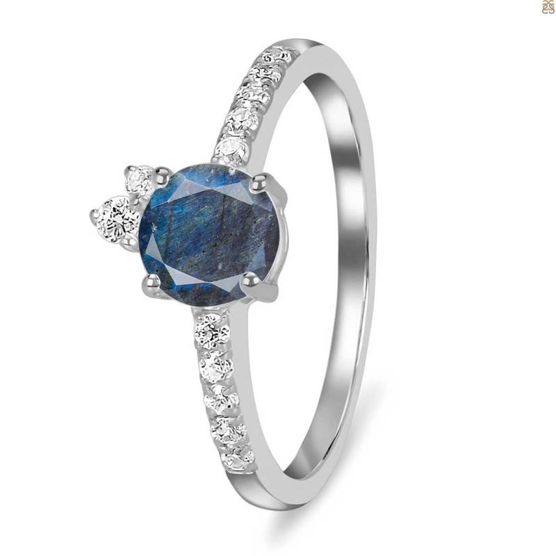 Labradorite & White Topaz Ring