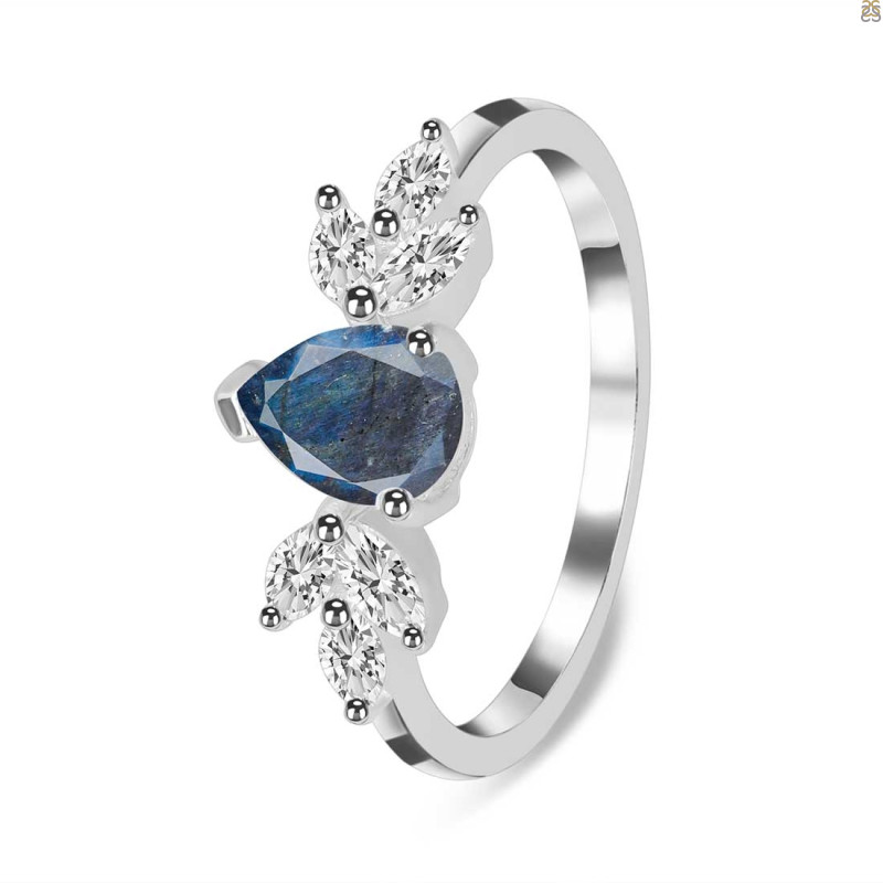 Labradorite & White Topaz Ring