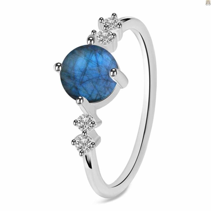 Labradorite & White Topaz Ring