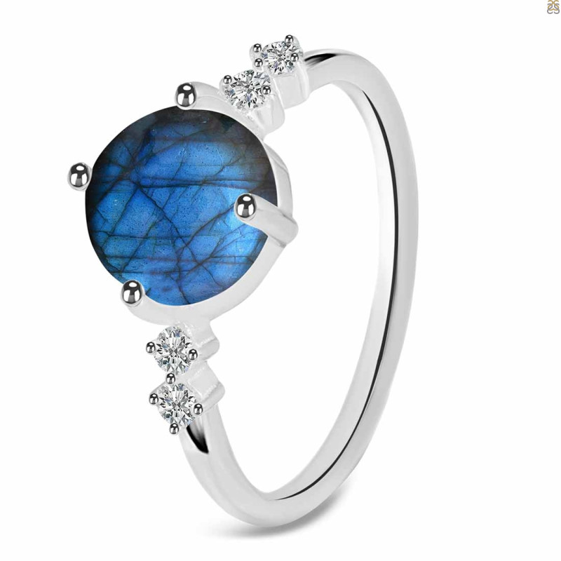 Labradorite & White Topaz Ring