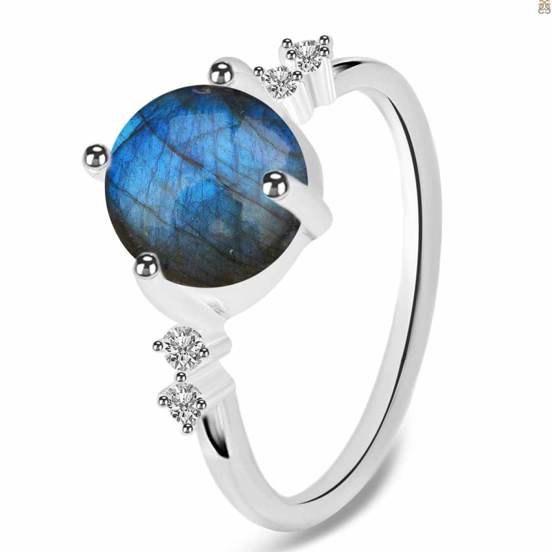Labradorite & White Topaz Ring