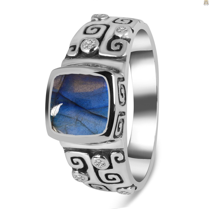 Labradorite & White Topaz Ring