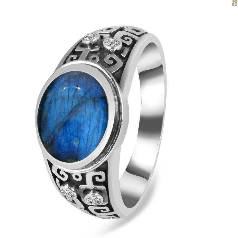 Labradorite & White Topaz Ring