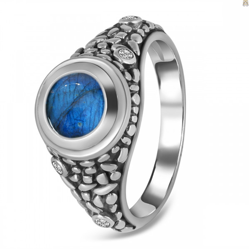 Labradorite & White Topaz Ring