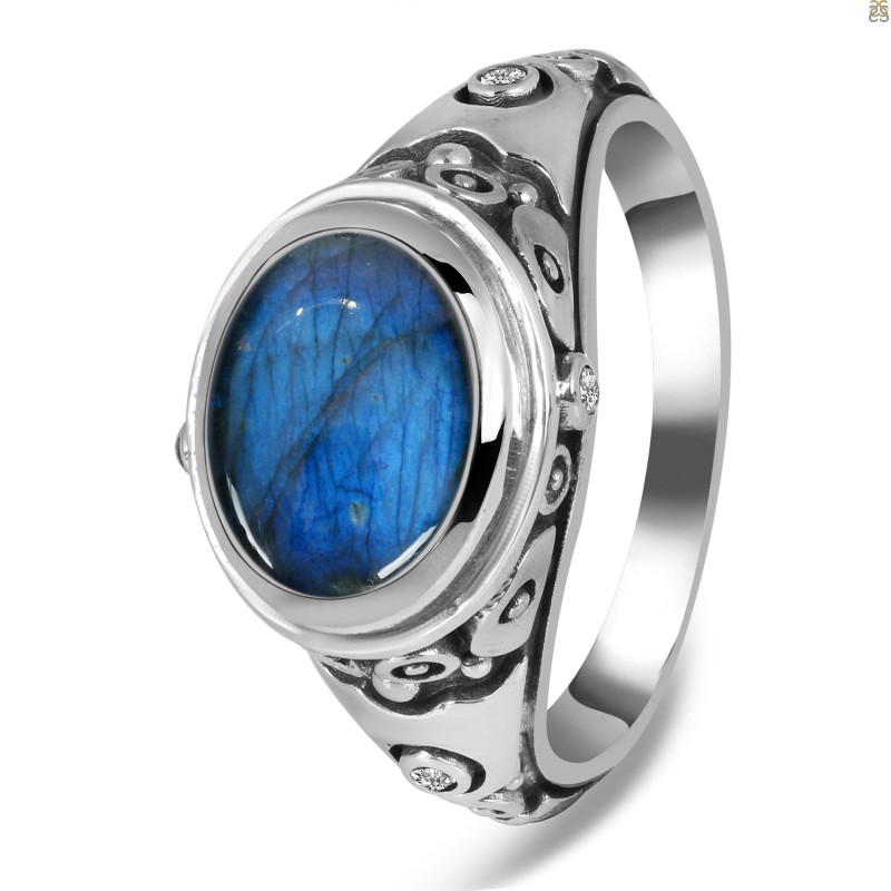 Labradorite & White Topaz Ring
