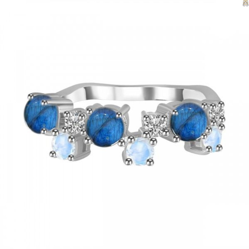 Labradorite & Moonstone & White Topaz Ring LBD-RDR-4006.