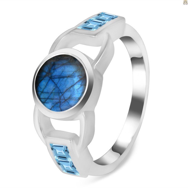 Labradorite & Blue Topaz Ring