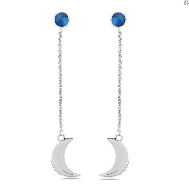 Labradorite Chain & Crescent Moon Earring LBD-RE-1.