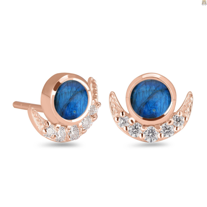 Labradorite & White Topaz Stud Earring LBD-RE-4.