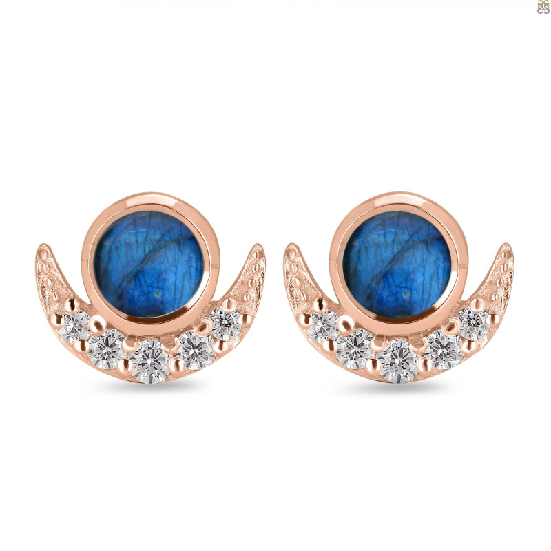 Labradorite & White Topaz Stud Earring LBD-RE-4.