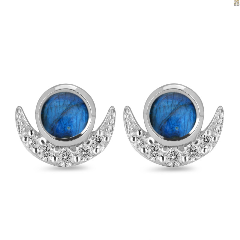 Labradorite & White Topaz Stud Earring LBD-RE-4.