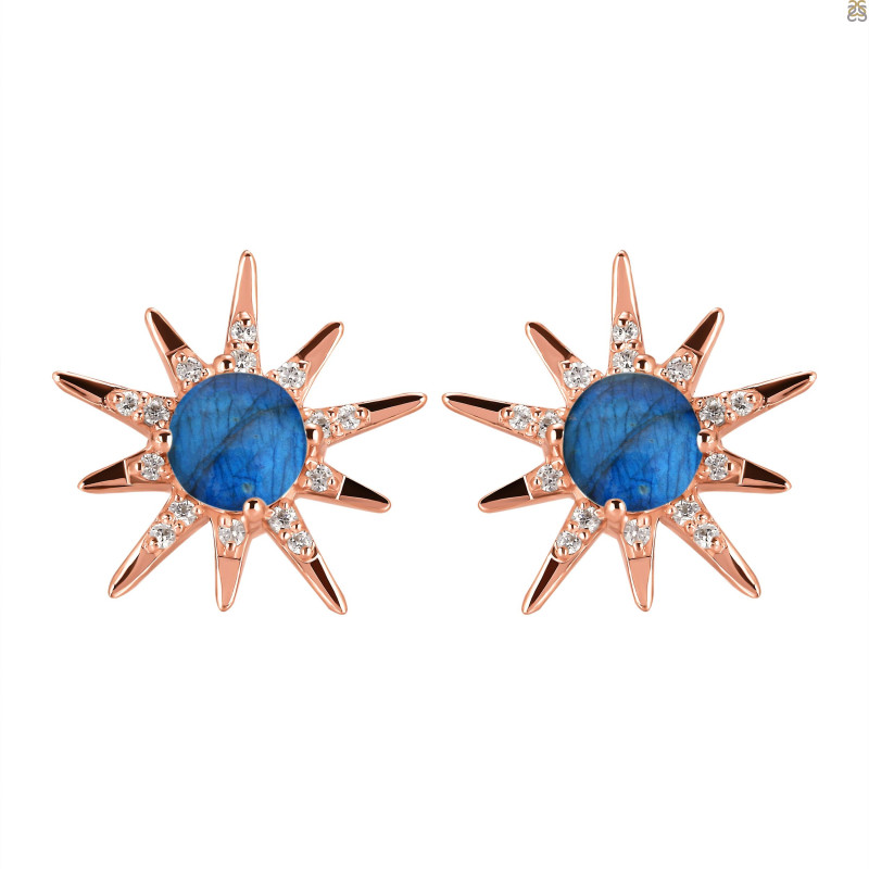 Labradorite & White Topaz Stud Earring LBD-RE-50.