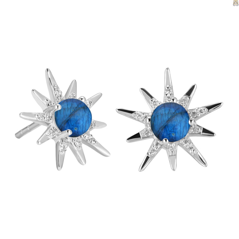 Labradorite & White Topaz Stud Earring
