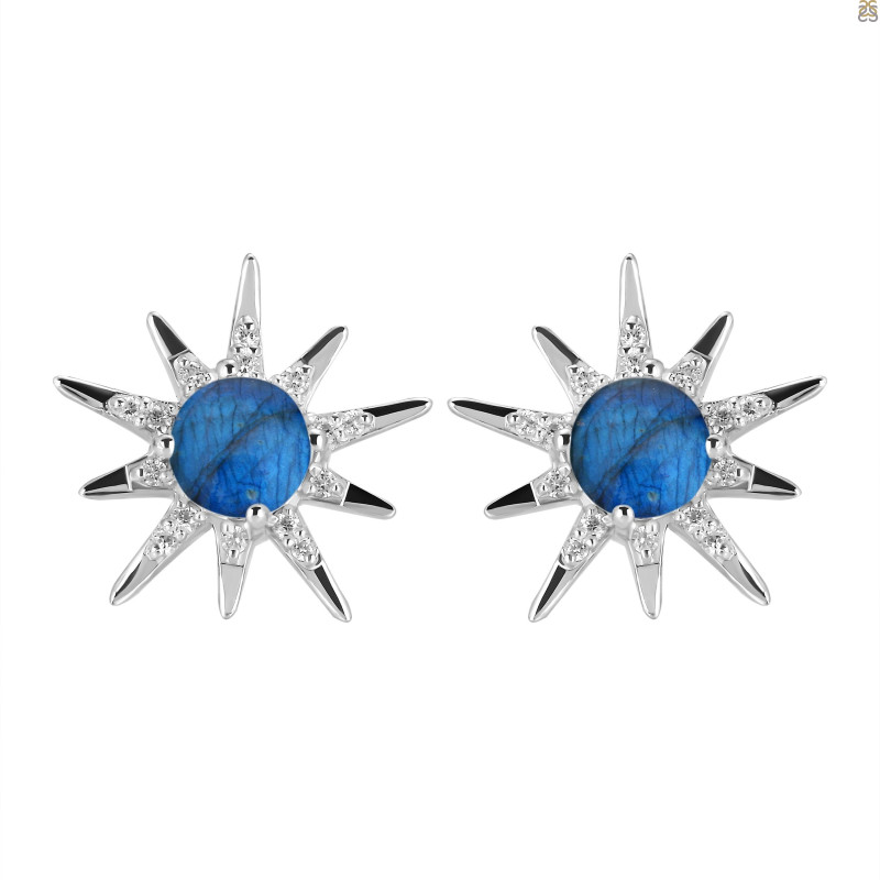 Labradorite & White Topaz Stud Earring LBD-RE-50.