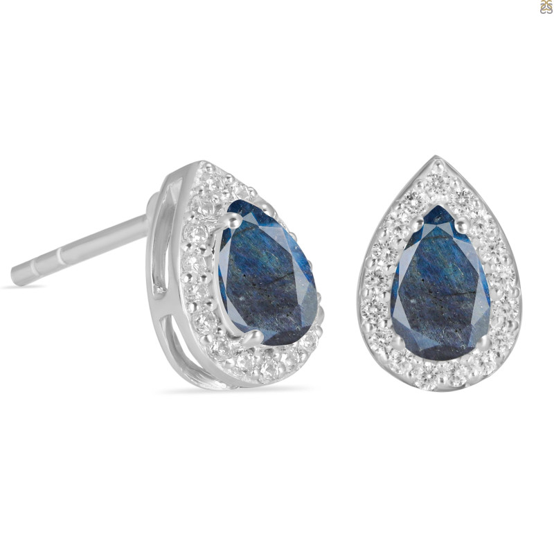 Labradorite & White Topaz Stud Earring