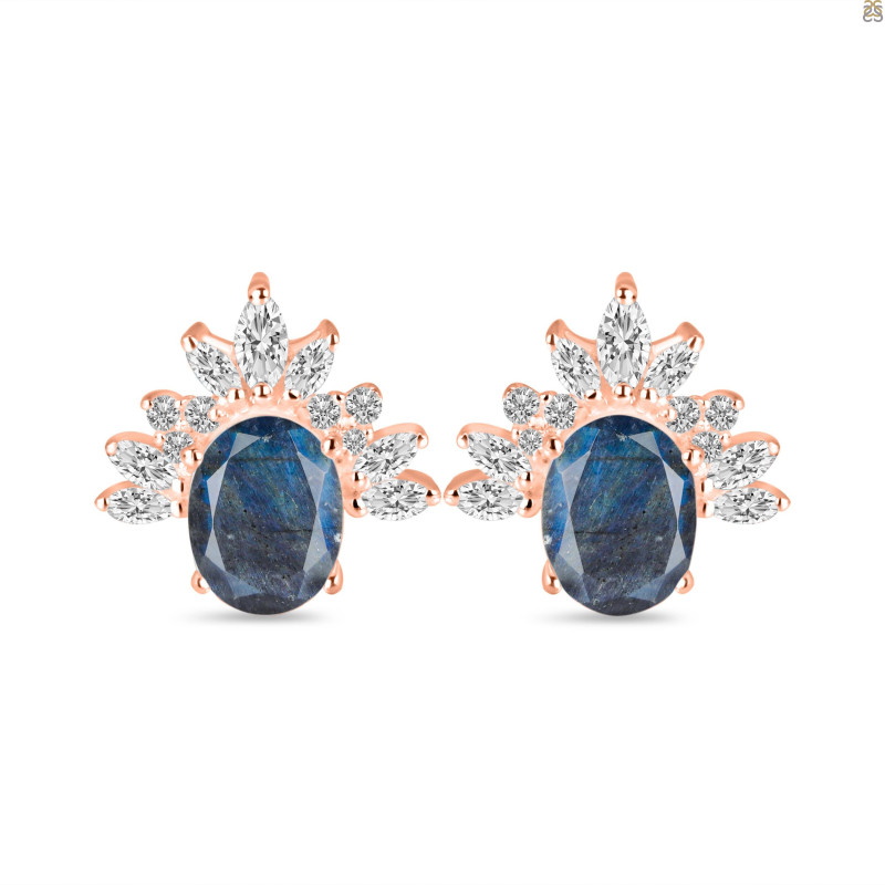 Labradorite & White Topaz Stud Earring LBD-RE-71.