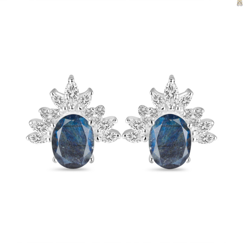 Labradorite & White Topaz Stud Earring LBD-RE-71.