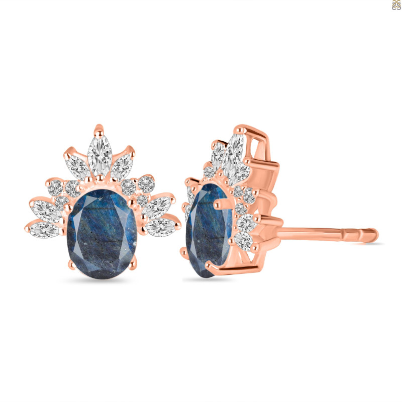 Labradorite & White Topaz Stud Earring LBD-RE-71.