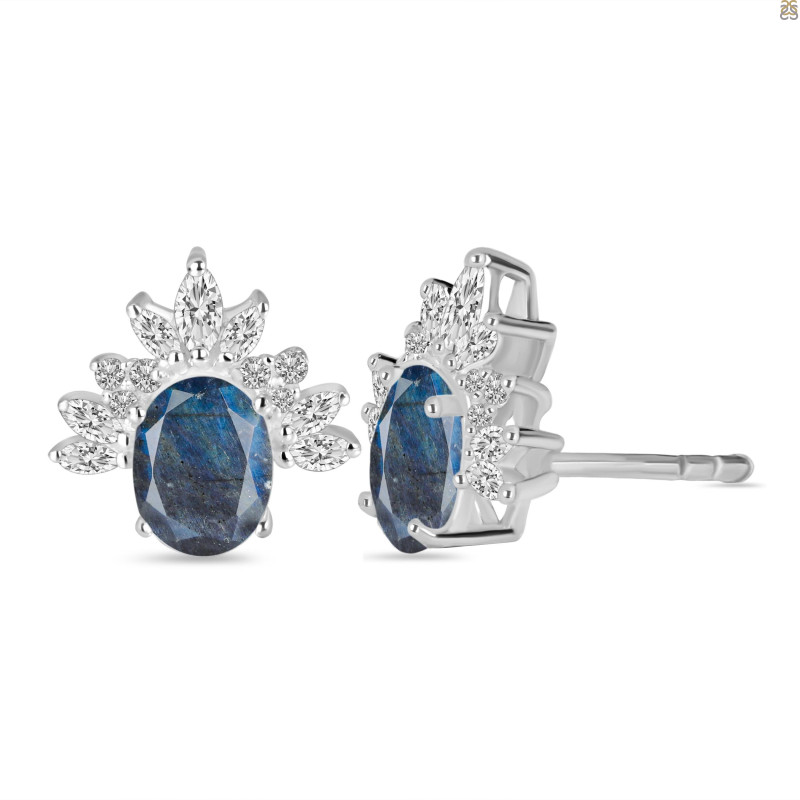 Labradorite & White Topaz Stud Earring