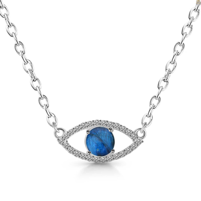 Labradorite & White Topaz Necklace LBD-RN-1.