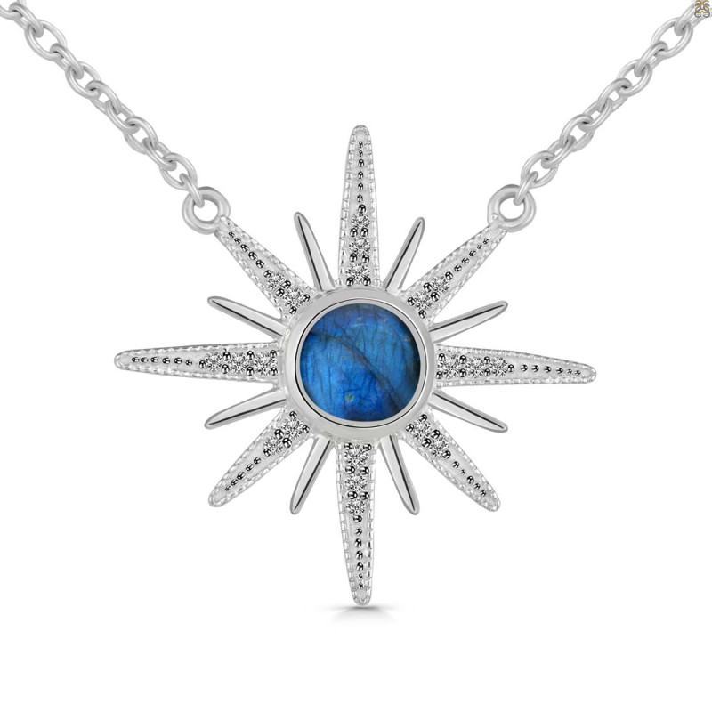 Labradorite & White Topaz Necklace LBD-RN-18.