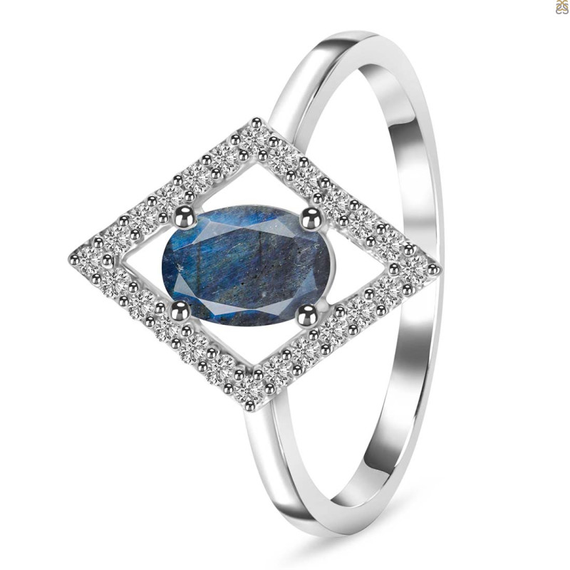 Labradorite & White Topaz Ring