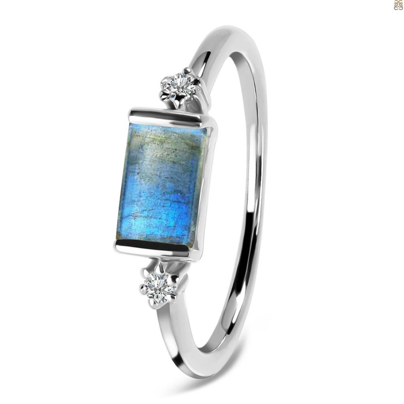 Labradorite & White Topaz Ring