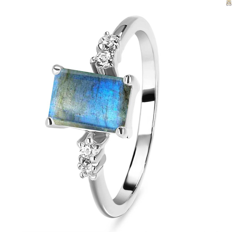 Labradorite & White Topaz Ring