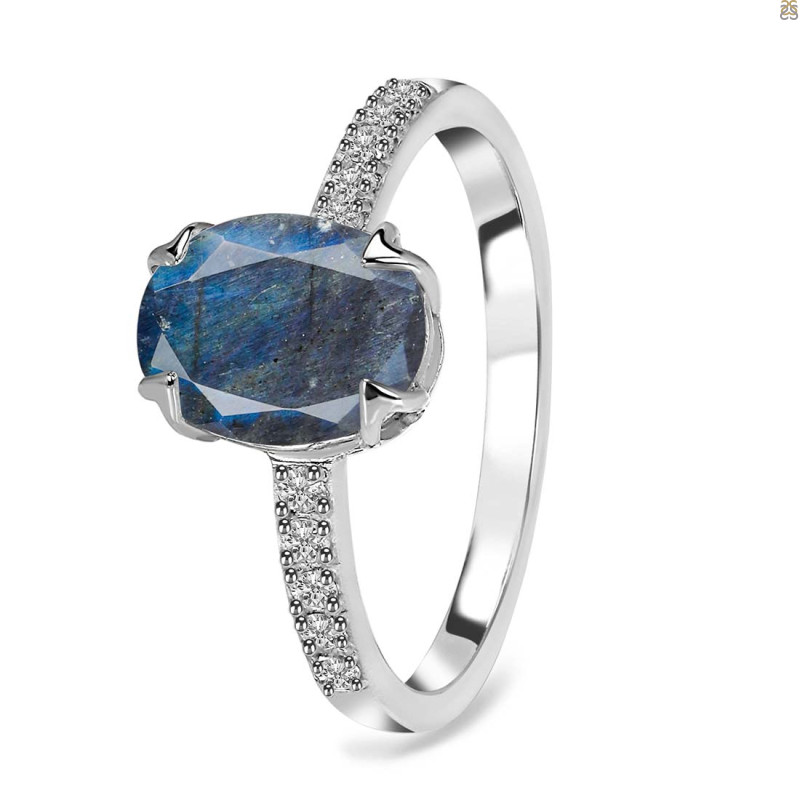 Labradorite & White Topaz Ring