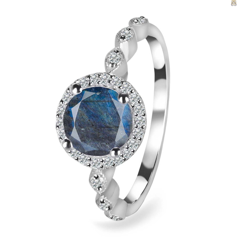 Labradorite & White Topaz Ring