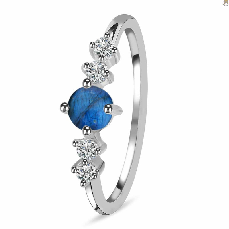 Labradorite & White Topaz Ring