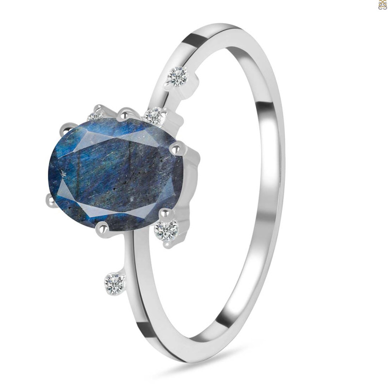 Labradorite & White Topaz Ring