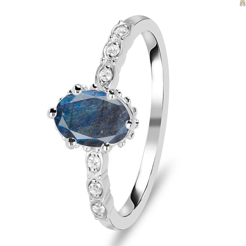 Labradorite & White Topaz Ring