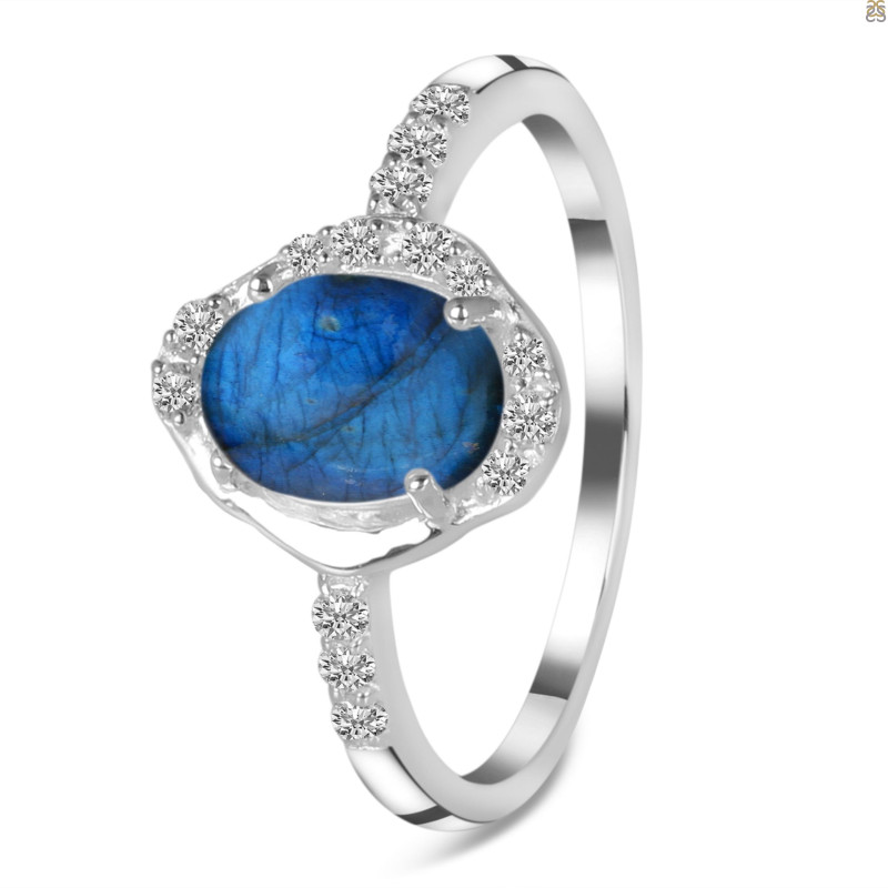 Labradorite & White Topaz Ring