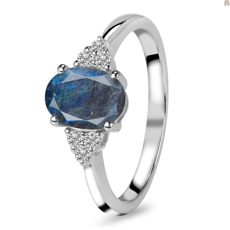 Labradorite & White Topaz Ring